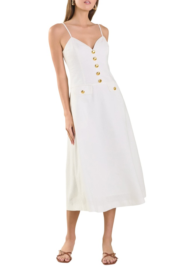 エンドレスローズ レディース ボトムス 心地好いズボン下 midi衣装 midi リネン Endless Rose Linen Midi Dress Ivory 象牙色