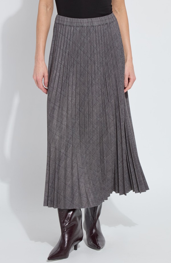 リジー レディース ボトムスカート プリーツ ミディ Lysse Pierra Pleated Ponte Midi Skirt London Glen Plaid チェック