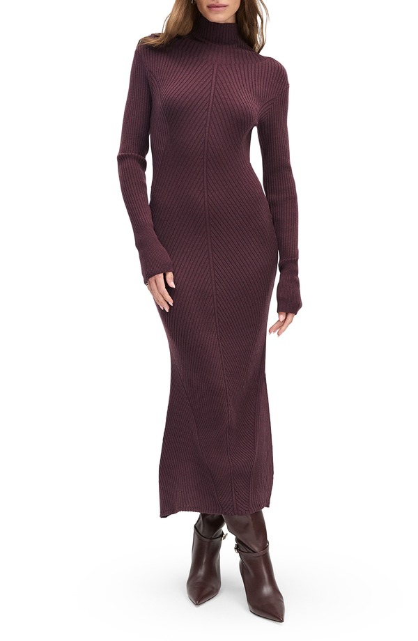 フェイバリット ドーター レディース トップス ワンピース ウール セーター Favorite Daughter Be Your Girlong Sleeve Merino Wool Blend Rib Sweater Dress Burgundy Dahlia バーガンディ