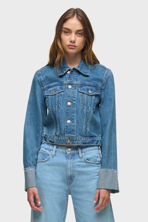 ハドソンジーンズ レディース アウター ジャケット・ブルゾン クロップド デニム Hudson Jeans Cuffed Croppedenim Jacket Universal デニム
