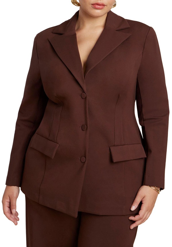エロクイ レディース アウター ジャケット・ブルゾン ブレザー ELOQUII The Ultimate Nipped Waist Blazer Chicory Coffee コーヒー