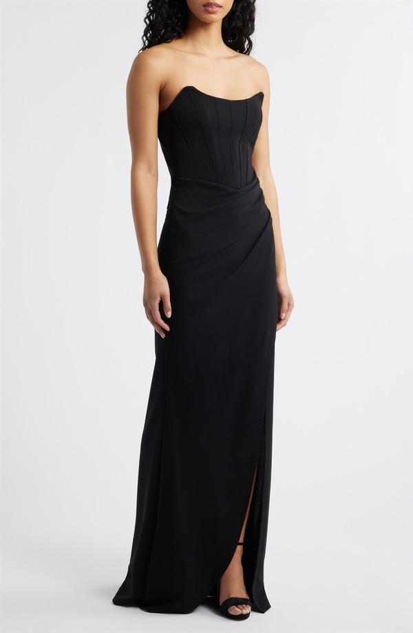 エメラルドサンデー レディース トップス ワンピースキューバ ストラップレス Emerald Sundae Strapless Cateye Corset Scuba Gown Black ブラック