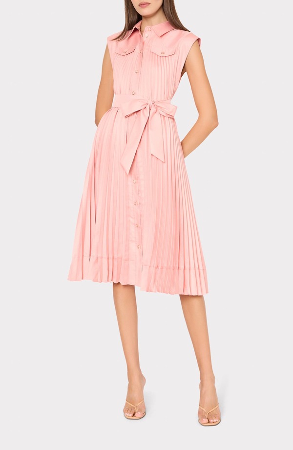 ミリー レディース トップス ワンピース ミディ シャツ Milly Johanna Pleatwill Midi Shirtdress Blush ブラッシュ