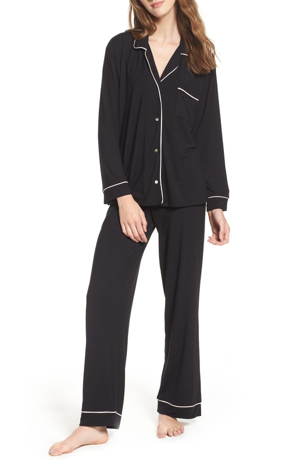 エバージェイ レディース アンダーウェア ナイトウェア Eberjey Gisele Long Pajamas Black/Sorbet Pink ブラック｜ReVida 店 32,370円