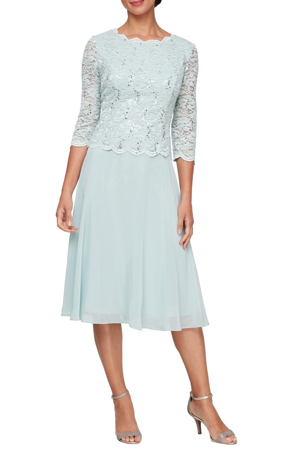 アレックスイブニングス レディース トップス ワンピース Alex Evenings Faux Two-Piece Cocktail Dress Fresh Mint ミント