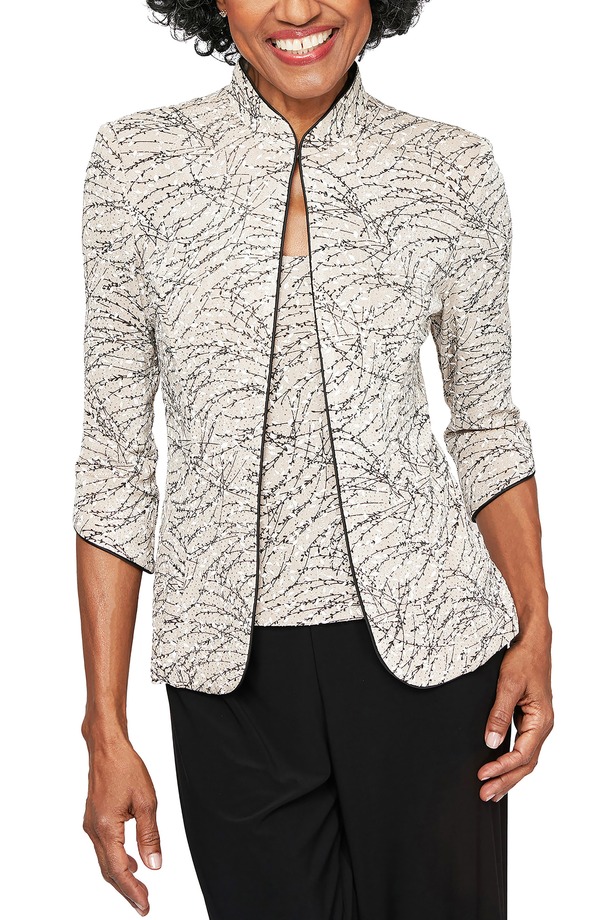 アレックスイブニングス レディース トップス ワンピース プリント Alex Evenings Foiled Printwinset Beige ベージュ