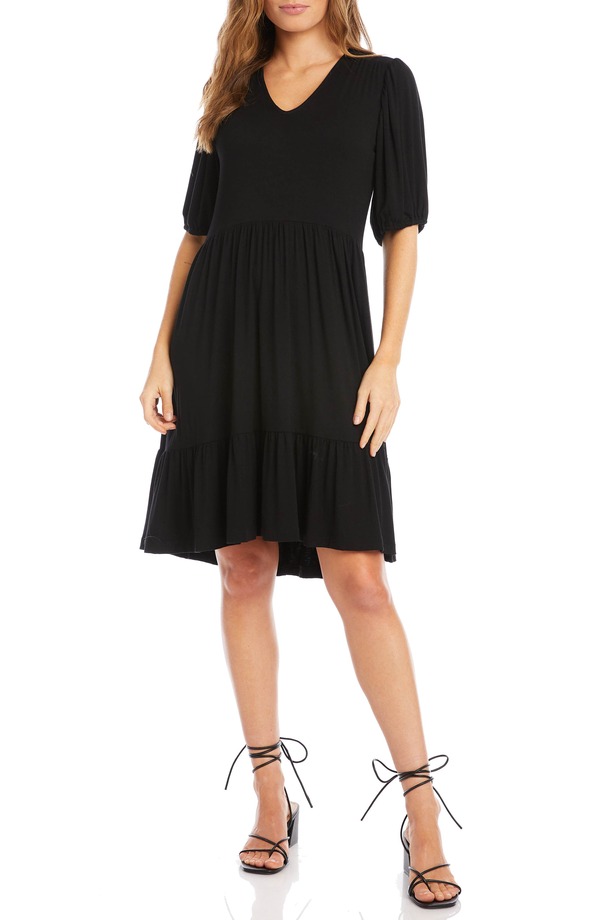 カレンケーン レディース トップス ワンピース ティアード A ライン Karen Kane Tiered Puff Sleeve A-Line Dress Black ブラック 26,134円