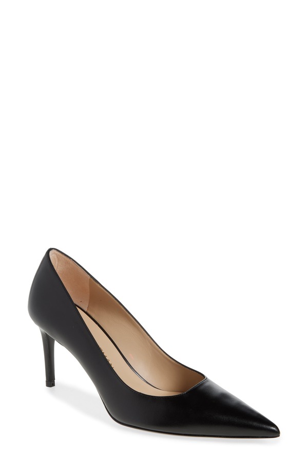 スチュアート ワイツマン レディース シューズ 踵 Stuart Weitzman Stuart Power 75 Pointed Toe Pump Black 黒いこと