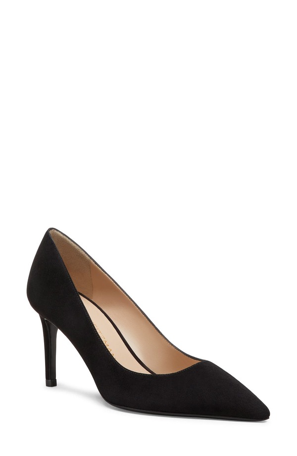 スチュアート ワイツマン レディース シューズ 踵 Stuart Weitzman Stuart Power 75 Pointed Toe Pump Black Suede 黒いこと