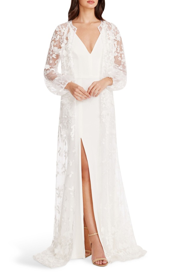 ドレスザポプレーション レディース トップス ワンピース フラワー柄 レース フラワー ジャケット Dress the Population Joss Floral Appliqu Lace Jacket White ホワイト