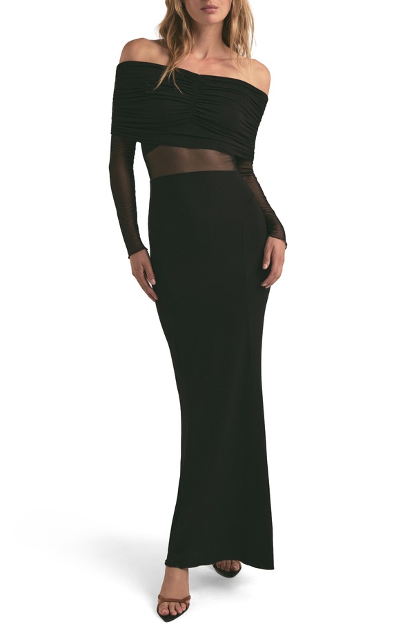 フェイバリット ドーター レディース トップス ワンピース ジャージー マキシ Favorite Daughter The New Era Off the Shoulder Long Sleeve Jersey Maxi Dress Black ブラック