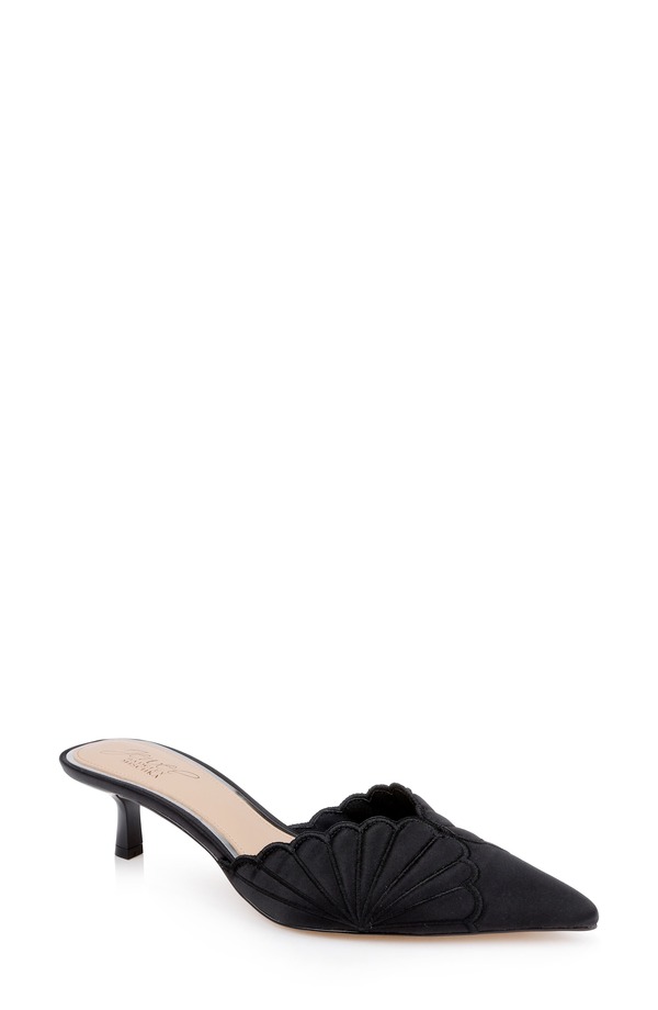 ジュウェルダグレイミシュカ レディース シューズ 踵 Jewel Badgley Mischka Palmer Mule Black Satin 黒いこと