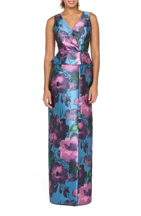 ケイ アンジャー レディース トップス ワンピース Kay Unger Celeste Column Gown Spring Aqua Multi アクア