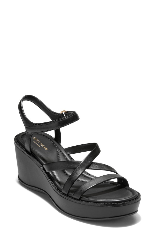 コールハーン レディース シューズ ヒール サンダル Cole Haan Grand Ambition Azura Strappy Sandal Black Leather ブラック