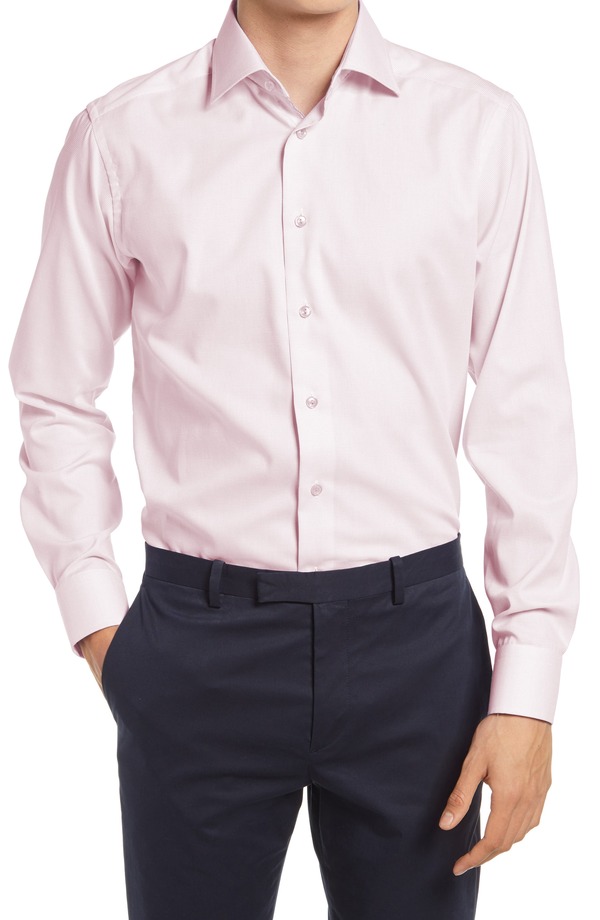エトン メンズ トップス シャツ スリムフィット Eton Slim Fitextured Solid Shirt Pink ピンク