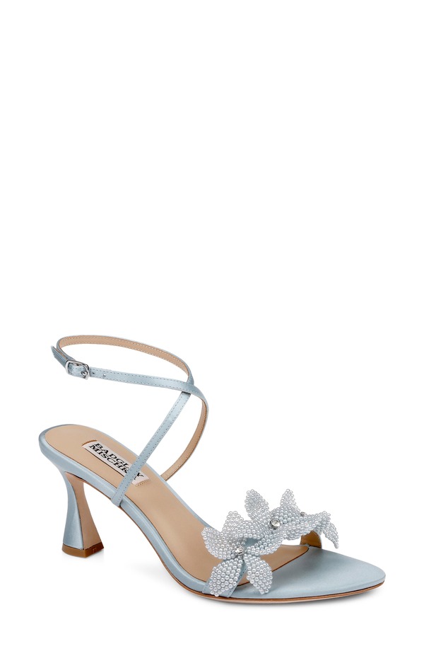 バッドグレイミッシカ レディース シューズ 踵 サンダル アンクル Badgley Mischka Collection Whitney Ankle Strapointed Toe Sandal Mist Blue Satin 青色