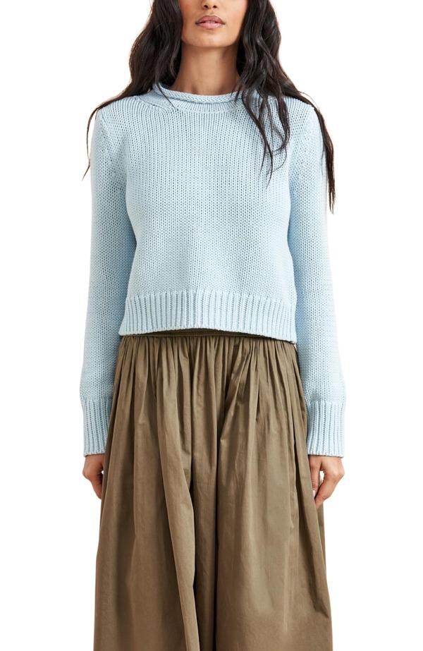 ラ リーニュ レディース アウター パーカー・スウェット ミニ プルオーバー La Ligne Solid Mini Marina Sweater Light Blue 青碧
