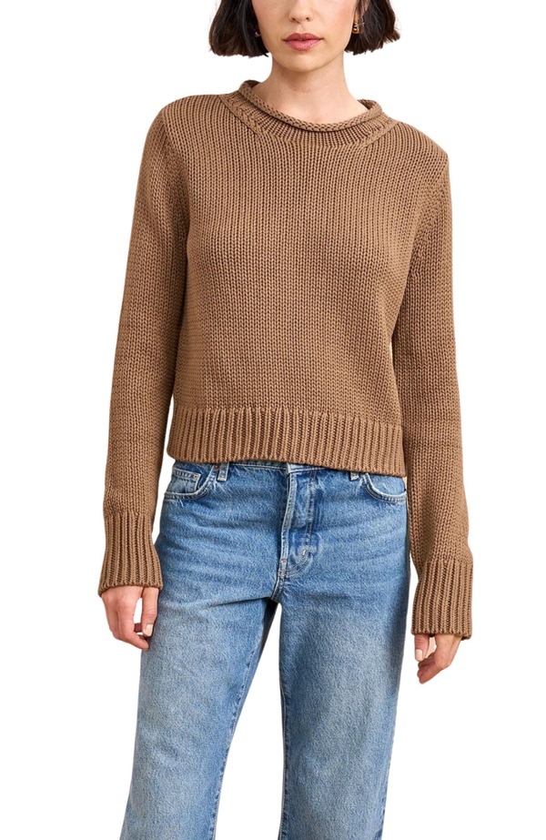 ラ リーニュ レディース アウター パーカー・スウェット ミニ プルオーバー La Ligne Solid Mini Marina Sweater Tan タン