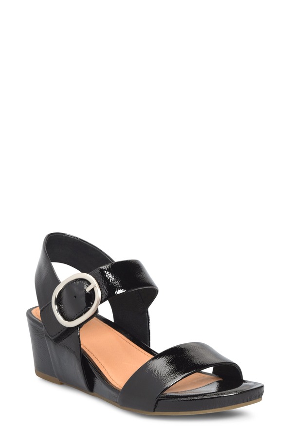 エスエフエフティ レディース シューズ 踵 サンダル Sfft Vaya Wedge Sandal Black Patent 黒いこと