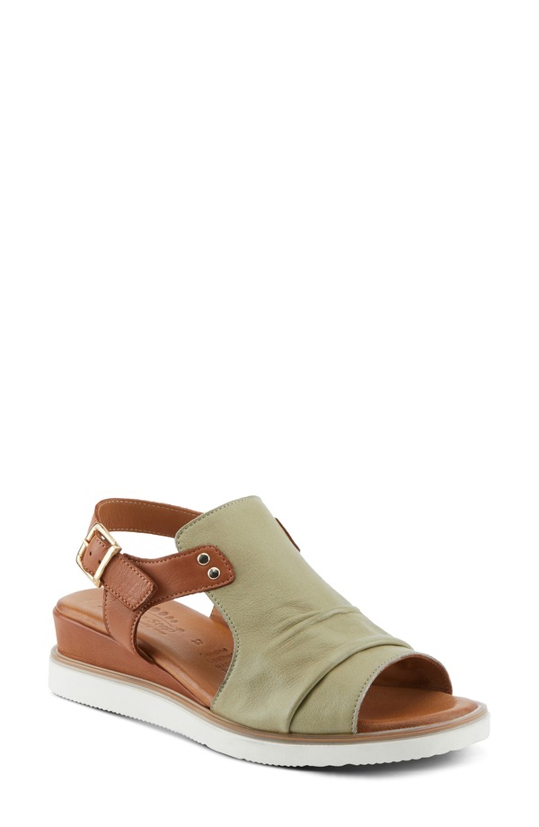 発条足取り レディース シューズ 踵 サンダル Spring Step Locals Wedge Sandal Olive Multi オリーブ