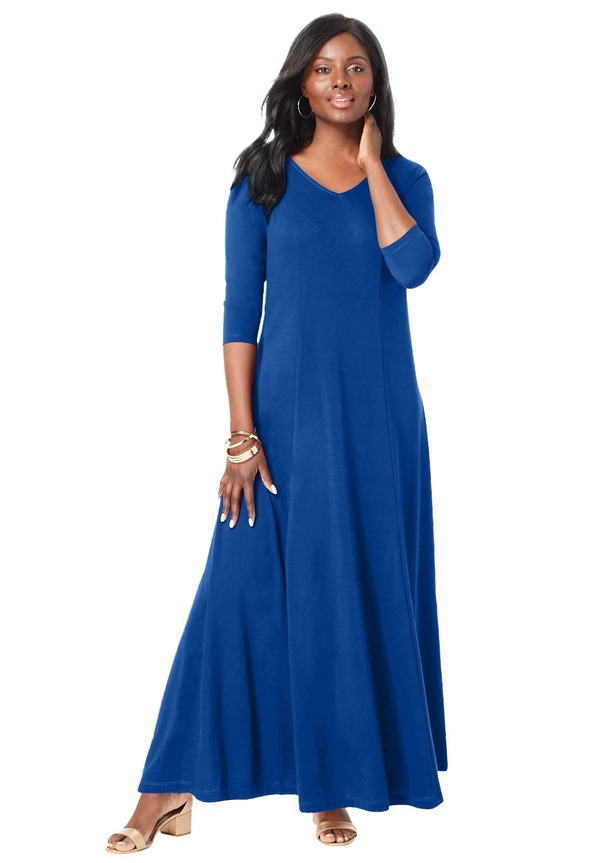 ジェシカロンドン レディース ボトムス カジュアルパンツ マキシワンピース マキシ Jessica London Double-V Maxi Dress Dark Sapphire サファイア|ReVida 店
