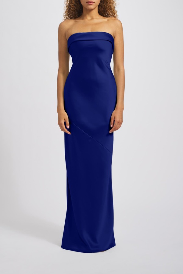 アムサール レディース トップス ワンピーストラップレス Amsale Strapless Bias-Cut Gown Cobalt コバルト
