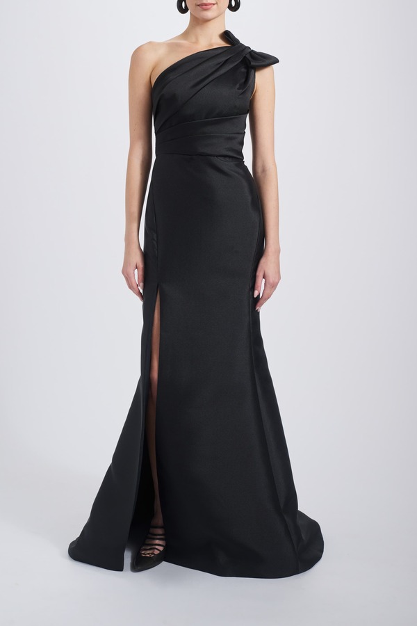 アムサール レディース トップス ワンピース ドレープ Amsale Mikado Draped Bodice Gown Black ブラック｜ReVida 店