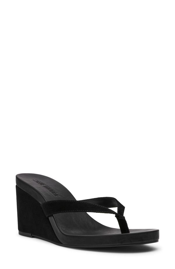 スティーブ マデン レディース シューズ 踵 サンダル Steve Madden Playing Wedge Sandal Black Suede 黒いこと