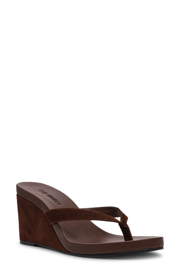 スティーブ マデン レディース シューズ 踵 サンダル Steve Madden Playing Wedge Sandal Brown Suede 赤銅色