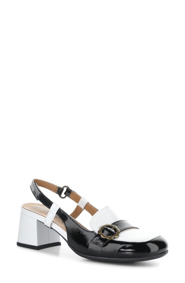 飛球英国の首都 レディース シューズ 踵 Fly London Pemy Slingback Pump Off White/ Black 象牙色