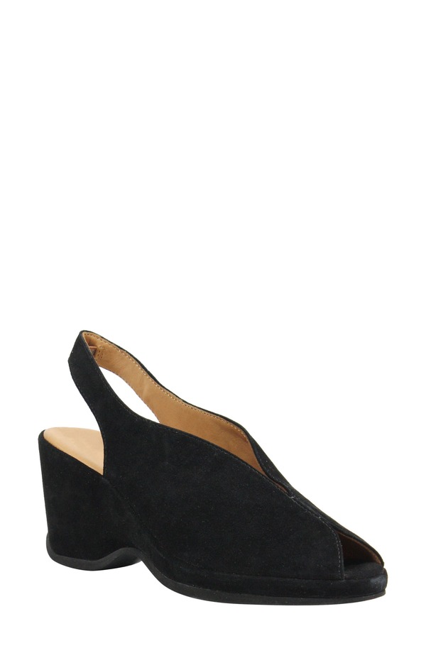 ラモールドピード レディース シューズ 踵 L\u0027Amour des Pieds Odetta Slingback Wedge Black Suede 黒いこと