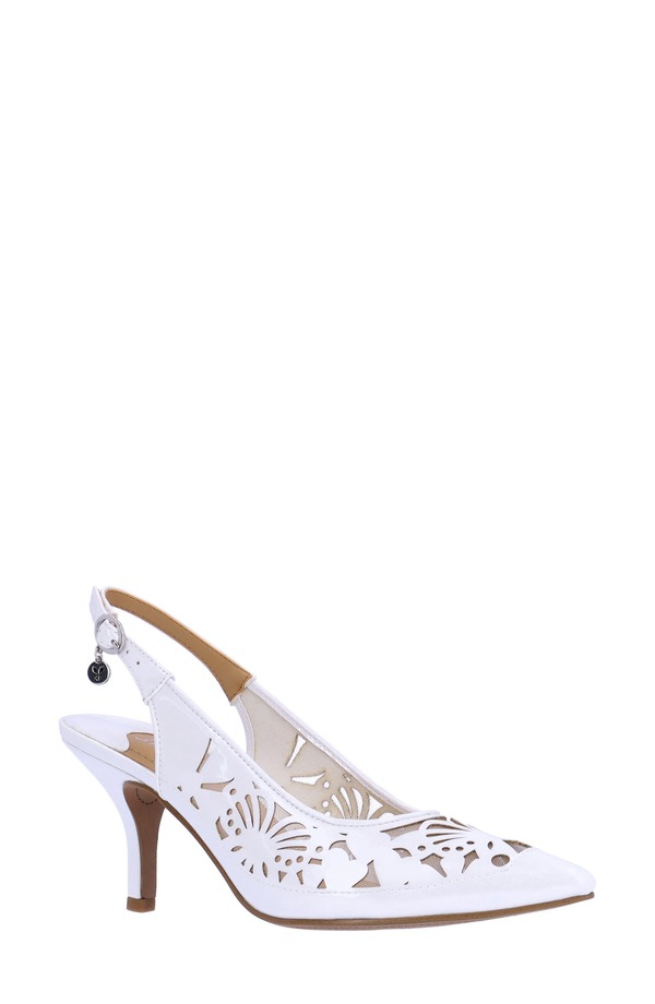 ジェイレニー レディース シューズ ヒール キャップ J. Rene Vanani Slingback Pointed Cap Toe Pump White ホワイト