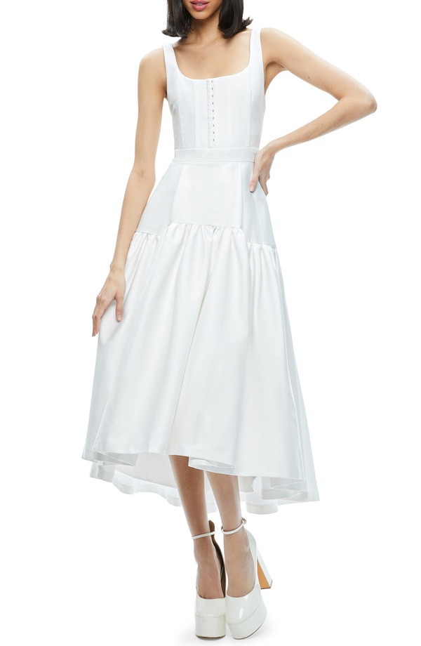 アリス アンド オリビア レディース トップス ワンピース ミディ Alice + Olivia Diana High-Low Midi Dress Off White オフホワイト|ReVida 店