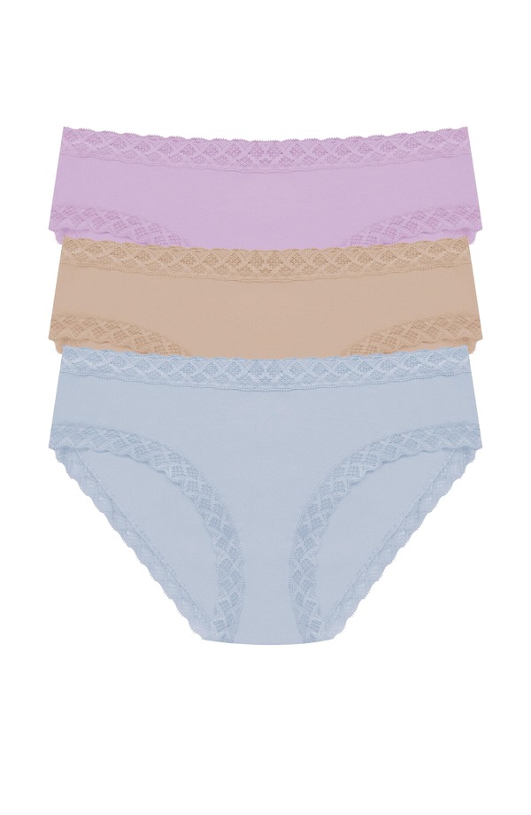 ナトリ レディース アンダーウェア パンツ コットン Natori Bliss Cotton Girl Brief 3-Pack Violetulip/Lt Mocha/Blue Mst ブルー