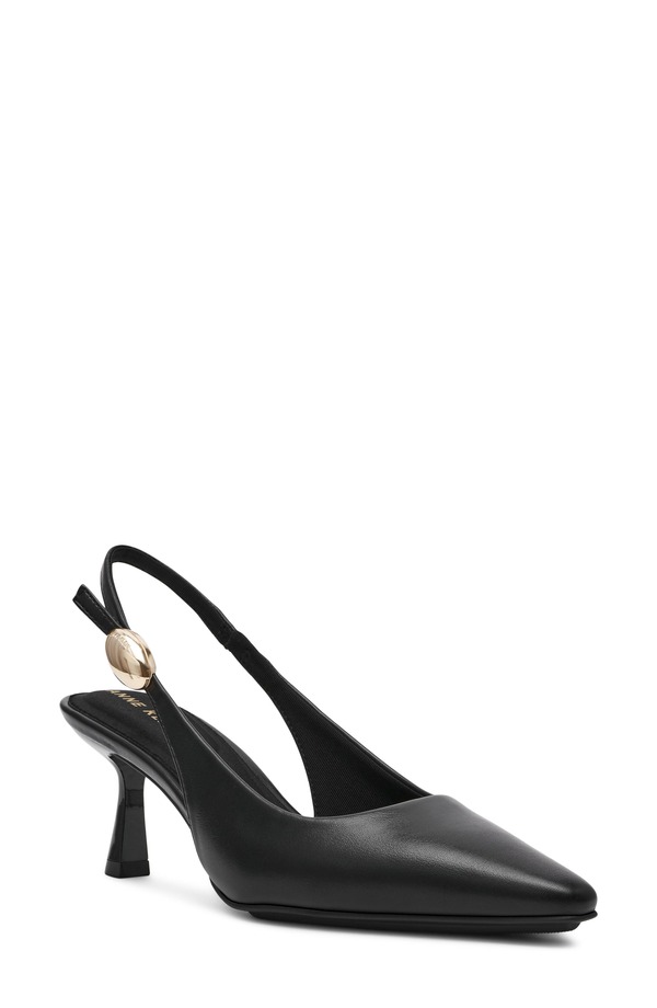アンクライン レディース シューズ 踵 Anne Klein Cynthia Slingback Pump Black Smooth 黒いこと