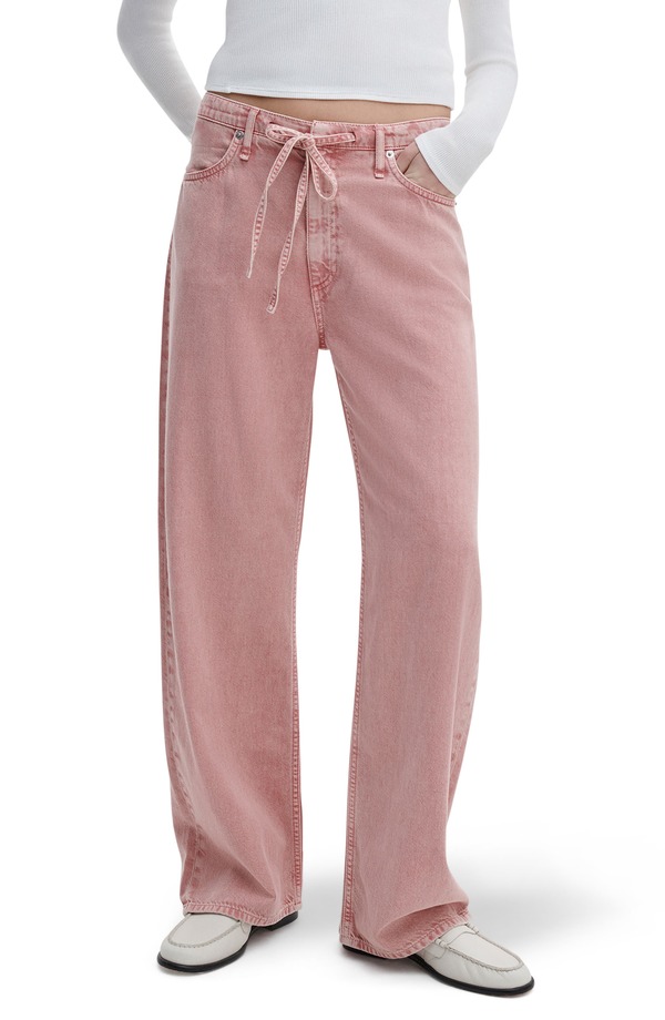 ラグアンドボーン レディース ボトムス デニムパンツ ワイドレッグ ジーンズ rag & bone Featherweight Phoebe Drawstring Wide Leg Jeans Raspbery 49,680円
