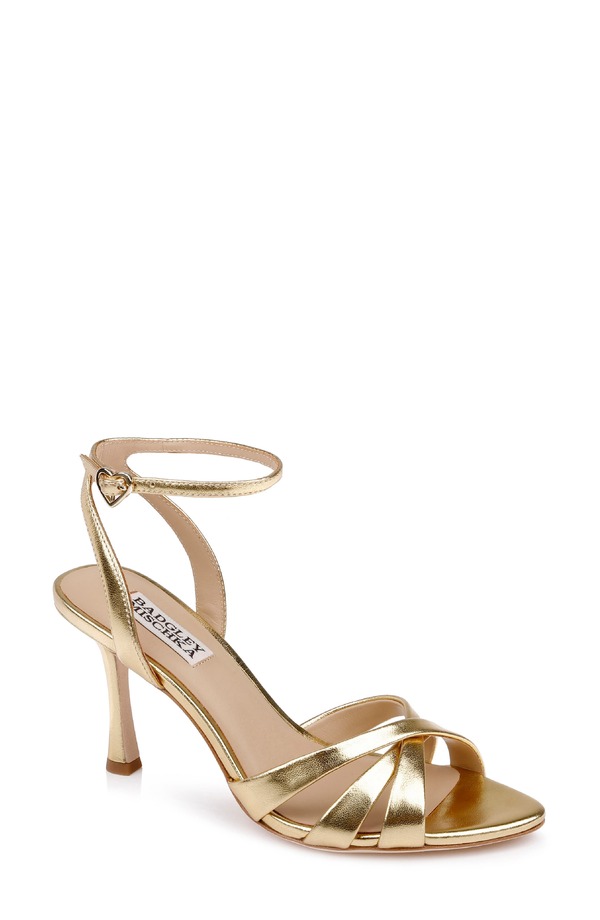 バッドグレイミッシカ レディース シューズ 踵 サンダル アンクル Badgley Mischka Collection Xeilani Ankle Strap Sandal Gold Leather ゴールド