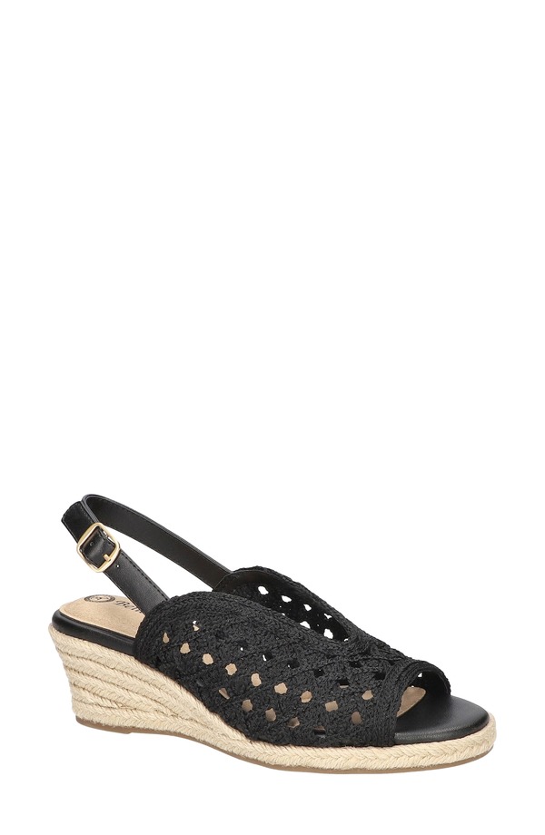 ベラヴィータ レディース シューズ 踵 サンダル Bella Vita Bethany Slingback Wedge Sandal Black Raffia 黒いこと