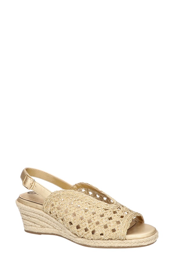 ベラヴィータ レディース シューズ 踵 サンダル Bella Vita Bethany Slingback Wedge Sandal Gold Raffia ゴールド