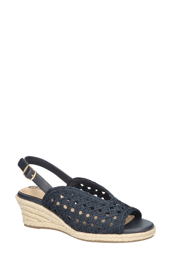 ベラヴィータ レディース シューズ 踵 サンダル Bella Vita Bethany Slingback Wedge Sandal Navy Raffia 米国海軍