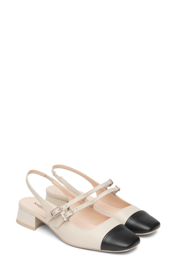 ネーロ ジャルディーニ レディース シューズ 踵 旗がしら NeroGiardini Slingback Cap Toe Pump Beige/ Black 黒いこと