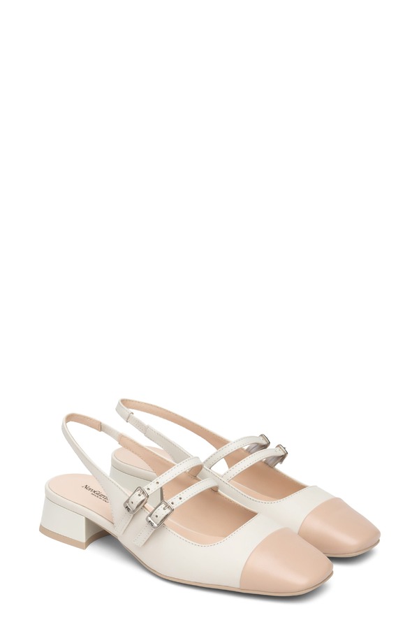 ネーロ ジャルディーニ レディース シューズ 踵 旗がしら NeroGiardini Slingback Cap Toe Pump White/ Blush 白いこと