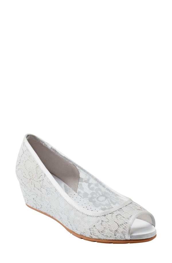 バンドリーノ レディース シューズ ヒール Bandolino Candras Peep Toe Wedge Pump Light Gray グレー｜ReVida 店 19,236円
