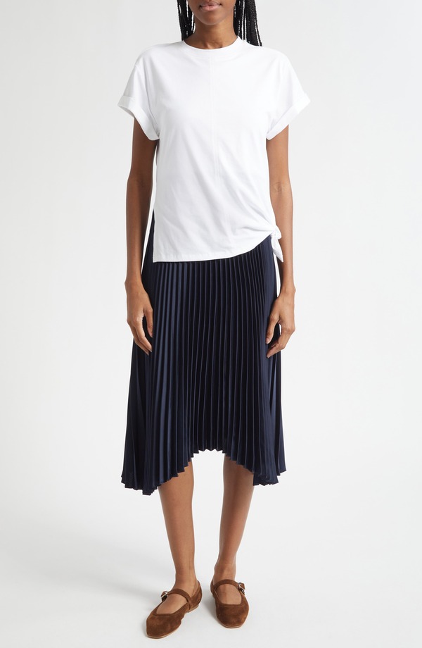 スリーワンフィリップリム レディース トップス ワンピース プリーツスカート プリーツ Tシャツ スカート 3.1 Phillip Limixed Media T-Shirt & Pleated Skirt Dress White-Midnight ホワイト