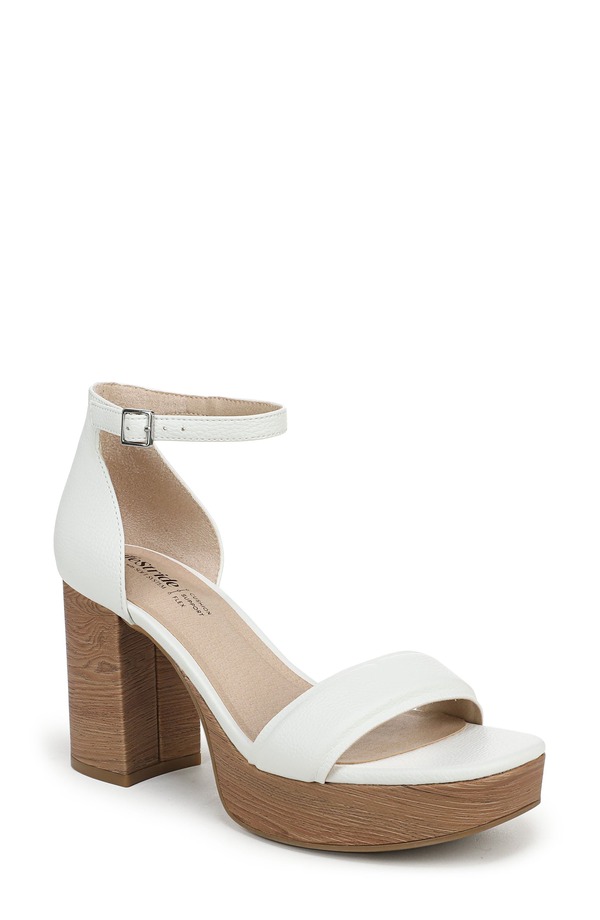 ライフストライド レディース シューズ ヒール プラットフォーム サンダル アンクル LifeStride Ashland Ankle Straplatform Sandal White ホワイト｜ReVida 店