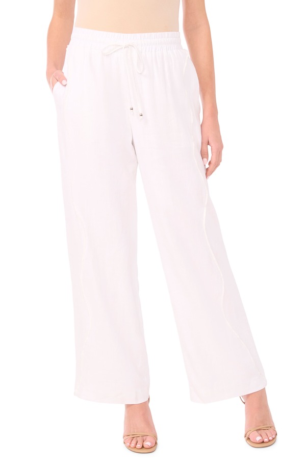 セセ レディース ボトムス レギンス パンツ リネン CeCe Drawstring Linen Blend Pants Ultra White ホワイト