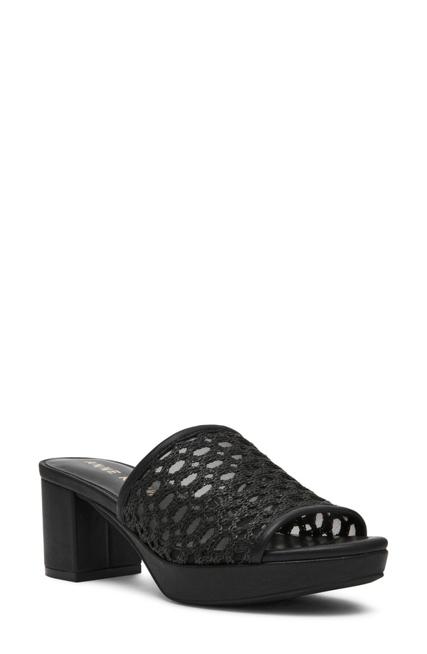 アンクライン レディース シューズ 踵 プラットホーム サンダル Anne Klein Paros Platform Sandal Black 黒いこと
