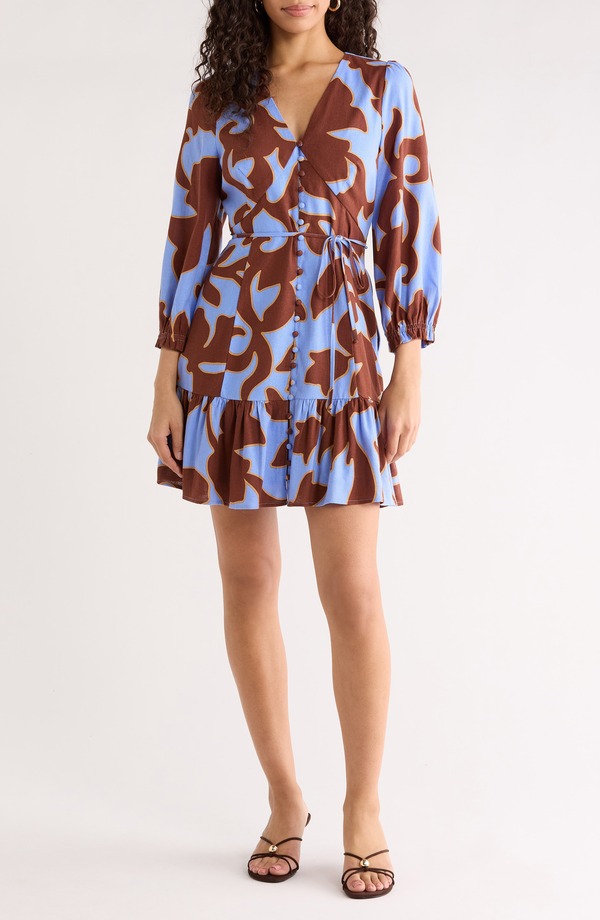 シュガーリップス レディース トップス ワンピース ミディ SUGARLIPS Briley Abstract Roana Midi Dress Brown-Blue ブルー｜ReVida 店 22,185円