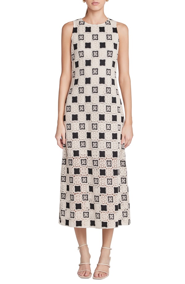 イングリッシュファクトリー レディース トップス ワンピース パッチワーク ノースリーブ マキシ English Factory Crochet Patchwork Sleeveless Maxi Dress Ivory/Black アイボリー｜ReVida 店