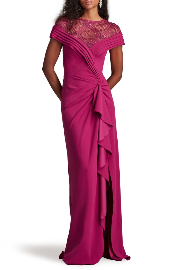 タダシショージ レディース トップス ワンピース レース Tadashi Shoji Embellished Laceveningown Amethyst